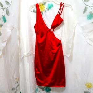 SHOP17 POLYESTER SLEEVELESS RED CUT-OUT DRESS SZ S